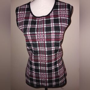 Chic Plaid Women's Blouse - Black, Red, White